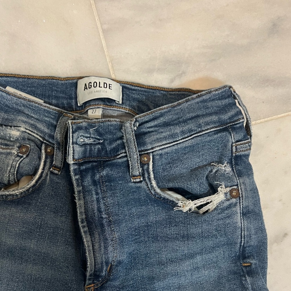 Agolde size 27 distressed high-rise skinny jeans